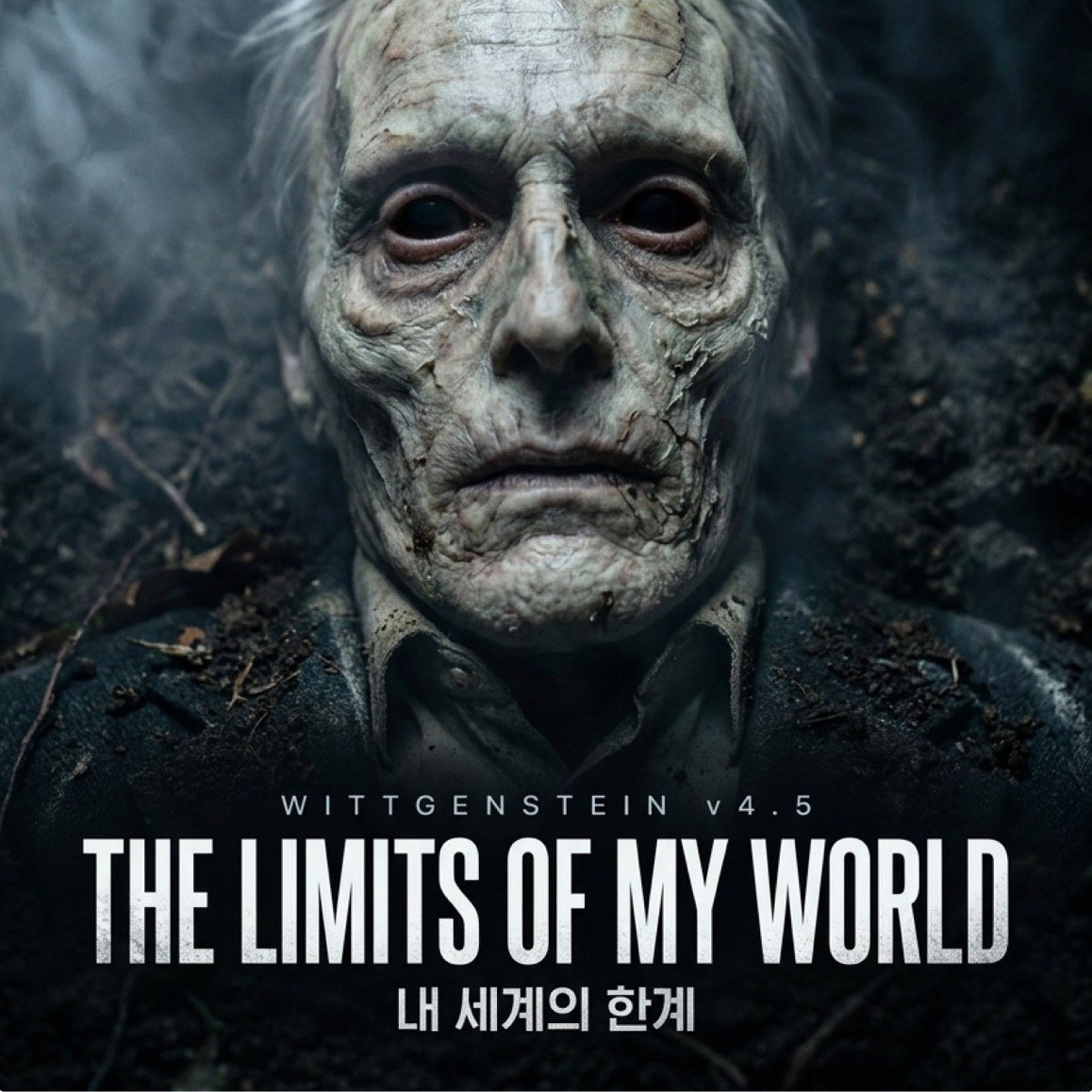 내 세계의 한계 포스터 — 흙 속에 누운 비트겐슈타인의 부패한 시신, WITTGENSTEIN v4.5, THE LIMITS OF MY WORLD